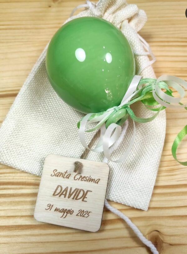 palloncino in ceramica dipinto a mano con targhetta dedica personalizzata