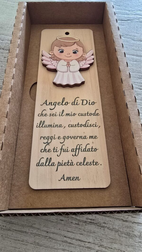 preghiera angelo di dio legno