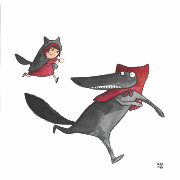 cartolina illustrata dipinta a mano