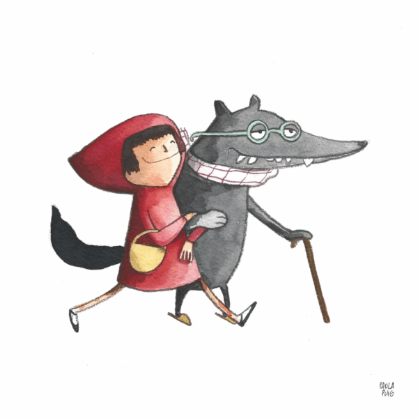 cartolina illustrata dipinta a mano