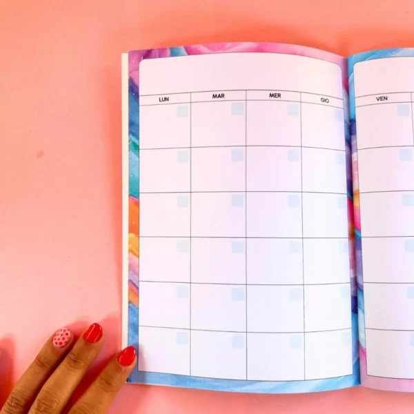 Planner non datato illustrato mensile settimanale