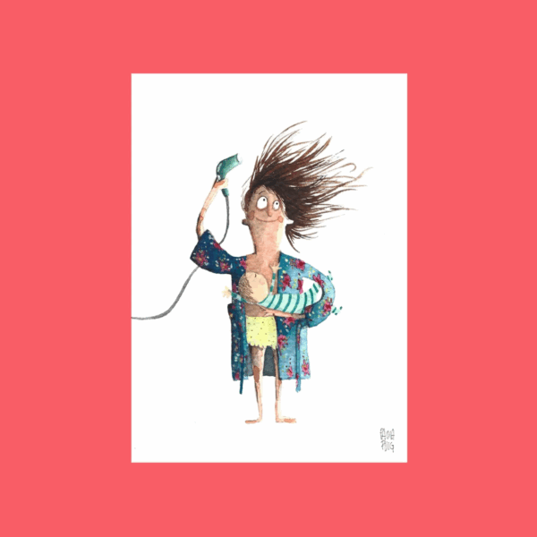 cartolina illustrata dipinta a mano
