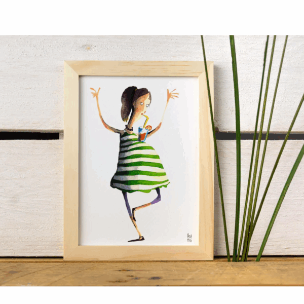 cartolina illustrata dipinta a mano