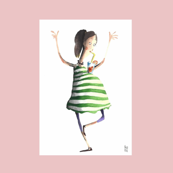 cartolina illustrata dipinta a mano