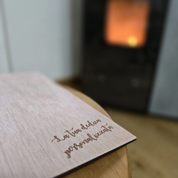 agenda block notes copertina in legno con dedica