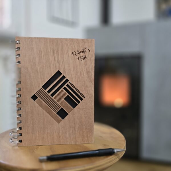 block notes copertina in legno con dedica