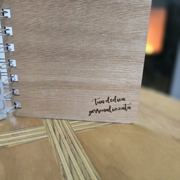 agenda block notes copertina in legno con dedica