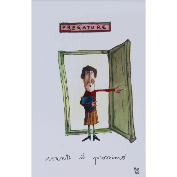cartolina illustrata dipinta a mano