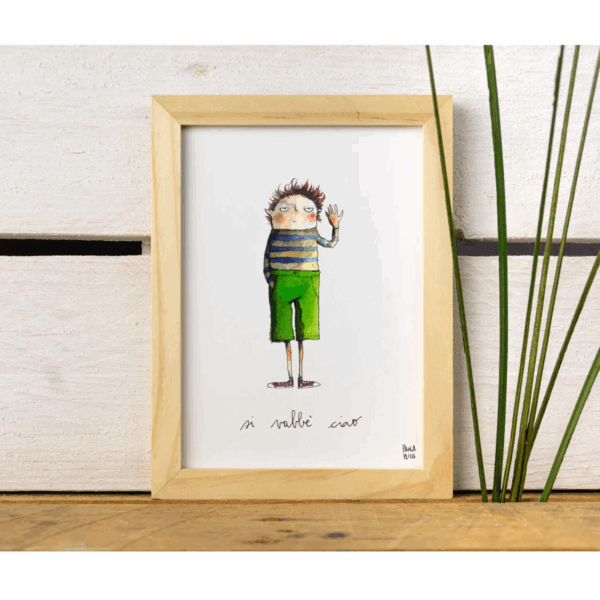 cartolina illustrata dipinta a mano