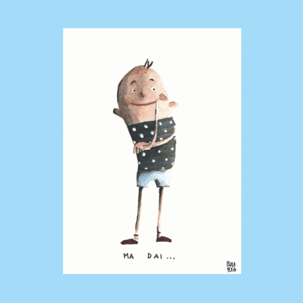 cartolina illustrata dipinta a mano