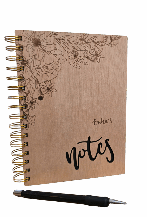 block notes copertina in legno con dedica