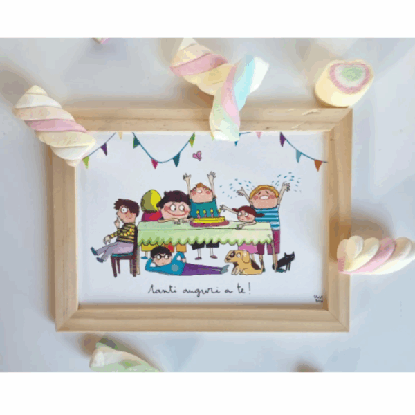 cartolina illustrata dipinta a mano