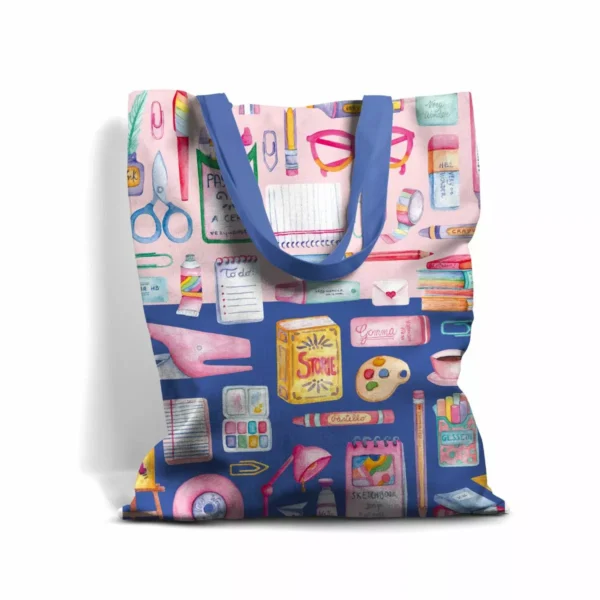 borsa cotone illustrata porta tutto