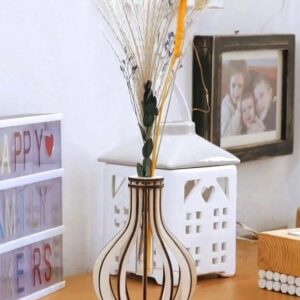 vaso legno con ampolla in vetro