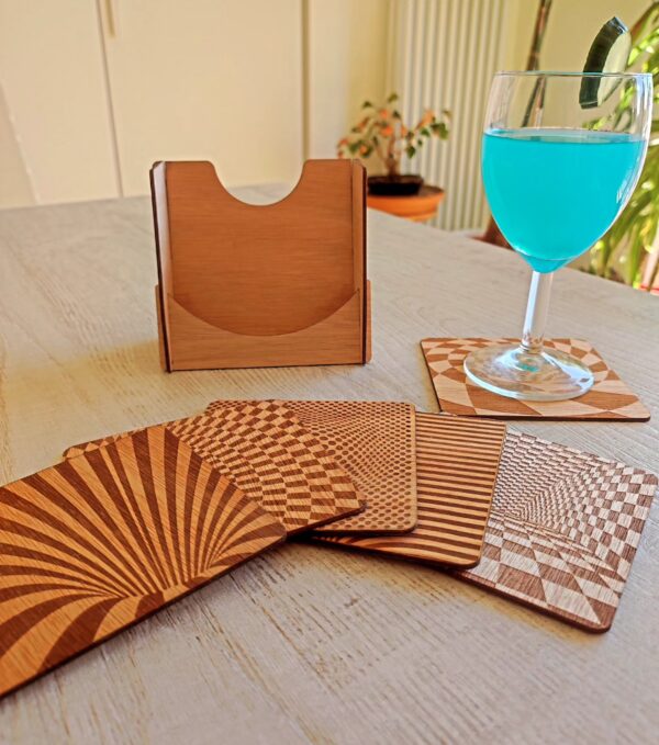 sottobicchieri geometrici legno