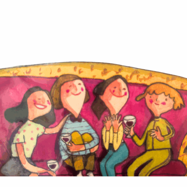 cartolina illustrata dipinta a mano