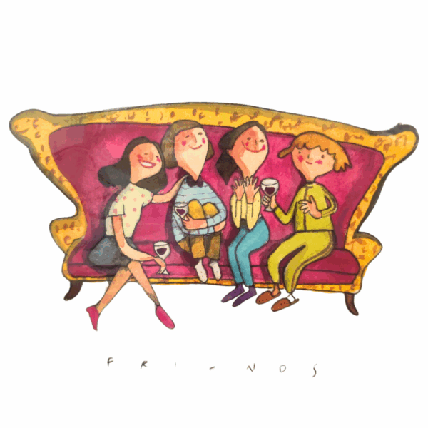 cartolina illustrata dipinta a mano