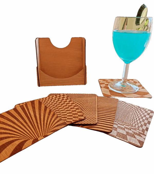 sottobicchieri geometrici legno