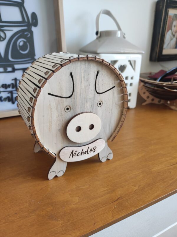 porcellino salvadanaio legno