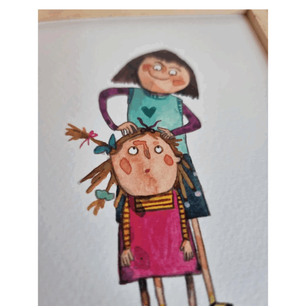 cartolina illustrata dipinta a mano