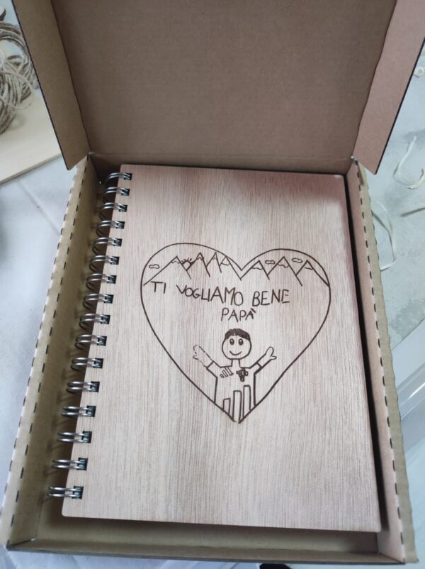 block notes copertina in legno personalizzata