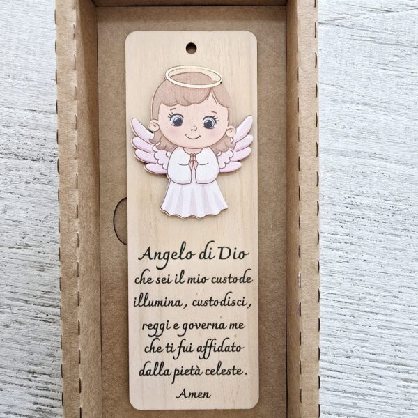 preghiera angelo di dio legno