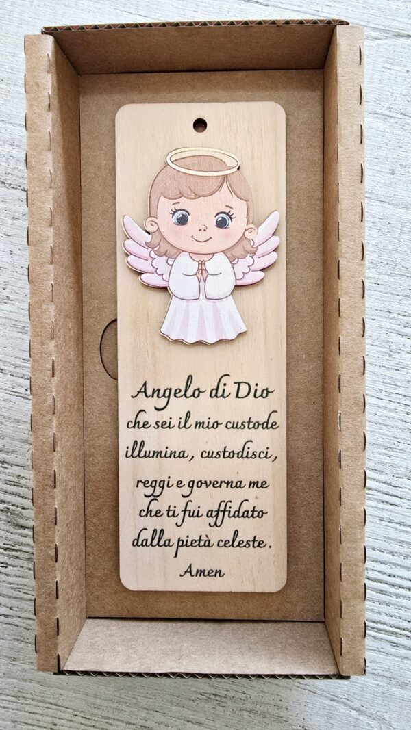 preghiera angelo di dio legno