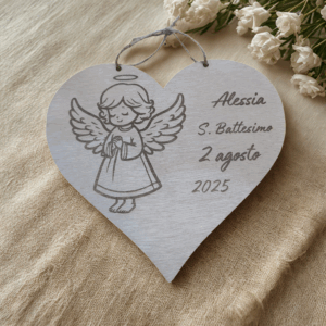 bomboniera targa cuore in legno