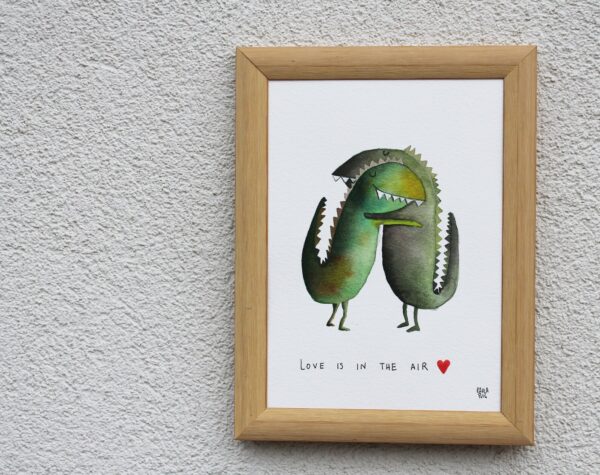 cartolina illustrata dipinta a mano
