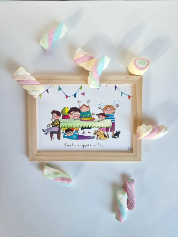cartolina illustrata dipinta a mano