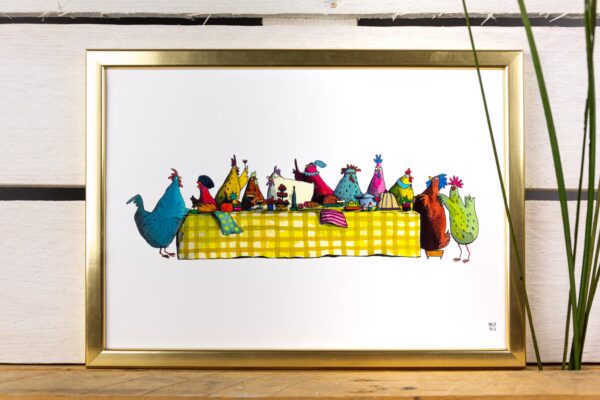 cartolina illustrata dipinta a mano