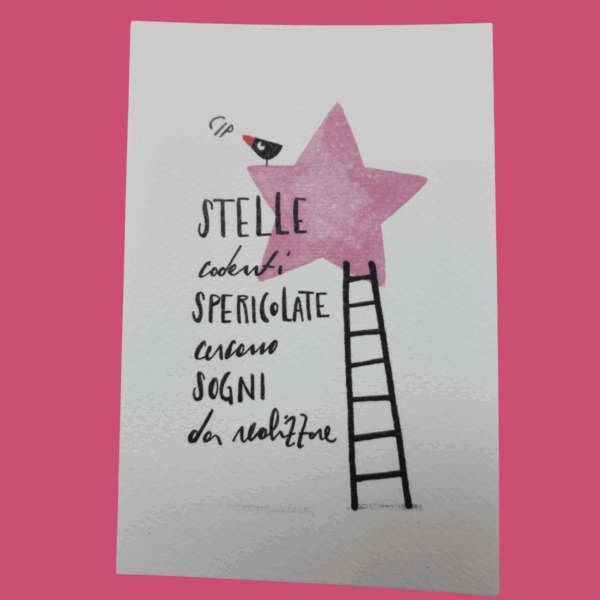 biglietto cartolina stampa dipinta ad acquerello