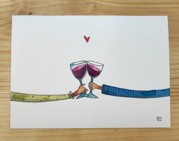 Cartolina quadro illustrato dipinto a mano in acrilico