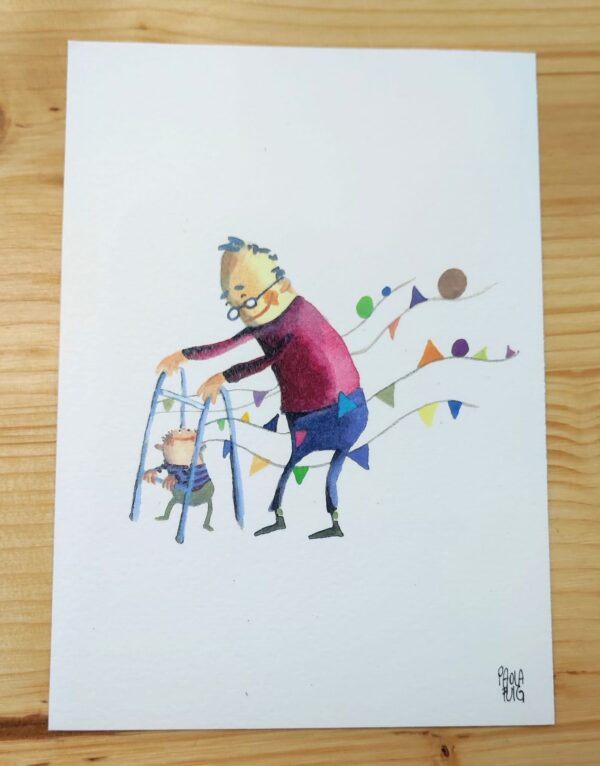 Cartolina quadro illustrato dipinto a mano in acrilico