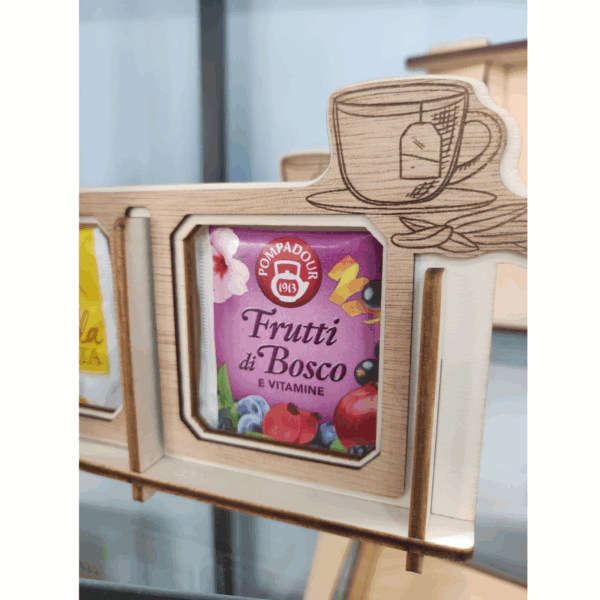 Porta te in legno artigianale. Idea regalo utile in cucina. Idea regalo per le mamme amanti del tea.