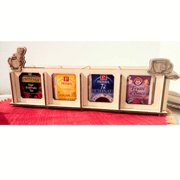 Porta te in legno artigianale. Idea regalo utile in cucina. Idea regalo per le mamme amanti del tea.
