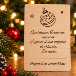 Biglietto natalizio di auguri in legno
