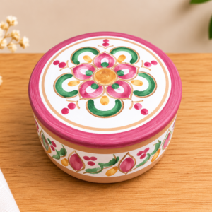 Scatoline portagioie in ceramica dipinte a mano