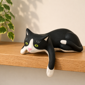 Gatto in ceramica dipinto a mano